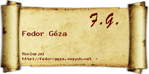 Fedor Géza névjegykártya